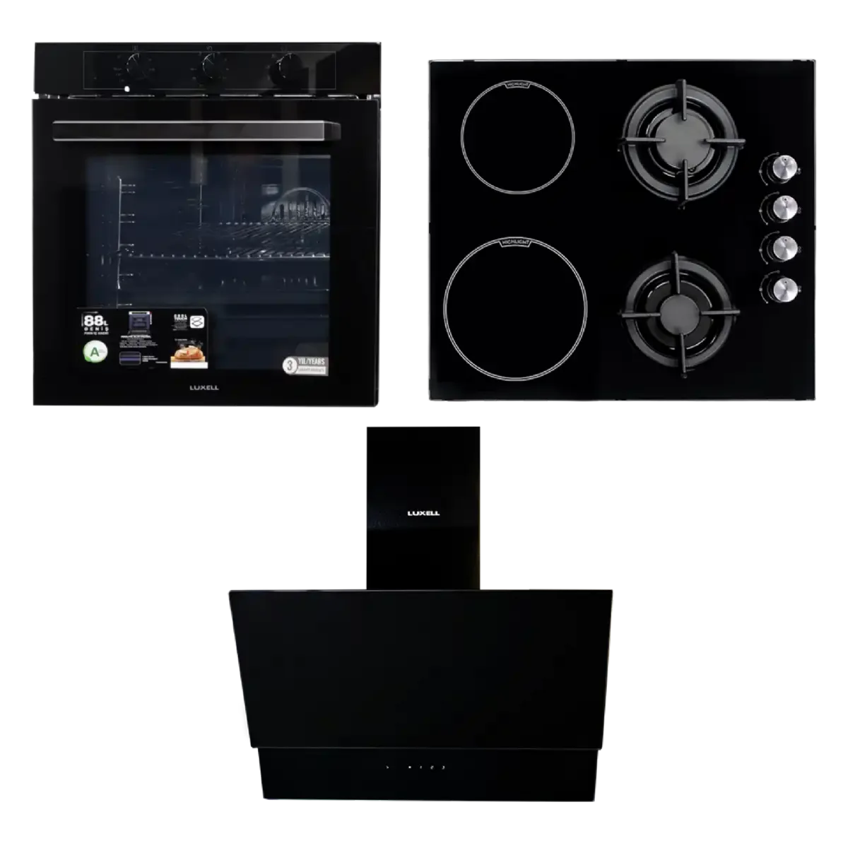 Luxell 60CM 3 Set Hybrid With 88LT Manual Oven.
